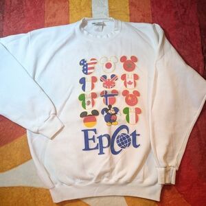 Vintage Epcot Center Walt Disney World Sweatshirt, White Unisex Large Retro 80's